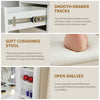 White Dressing Table with Sliding Mirror Make-up Vanity with Drawers LED Lights