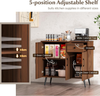 Buffet Sideboard Cabinet 3 Door Drawer Storage Cupboard Metal Legs Walnut Wood