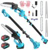 2 Batteries Long Reach 8" Brushless Chainsaw Cordless Garden Wood Cutter Saw