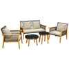 5Pcs Outdoor Conversation Set Wicker Furniture Set Garden Chair Bench Table Set