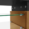 Modern LED TV Stand Unit Wooden Cabinet with Glass Shelves & 2 Drawers Storage