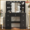 Dressing Table With Led Mirror 7 Drawers Makeup Desk Vanity Table Lights Black