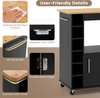 Kitchen Island on Wheels Storage Trolley Cart Cabinet Shelves Wine Racks Bamboo