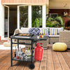 Movable Dining Cart Table Double-Shelf Trolley Outdoor Prep Cart Grilling Table