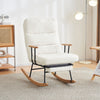 Nursing Boucle Fabric Rocking Chair Relaxing Recliner Armchair with Footrest