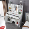 Modern Vanity Makeup Desk Dressing Table Set with LED Lights HD Mirror 6 Shelves