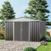 Outdoor Lockable Grey Door Shed Storage Room Metal Tool Sheds House 10x10ft UK