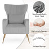 Velvet Upholstered Wingback Chair Curved Tufted Accent Armchair w/Pillow