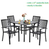 5Piece Patio Dining Set Outdoor Chairs Square Table with Umbrella Hole for Yard