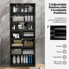 Bathroom Freestanding Pantry Cabinet w/ Adjustable Shelves-Black