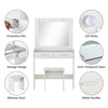 White LED Dressing Mirror Makeup Table Bedroom Vanity Unit Set with Stool Drawer