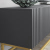 TV Unit I 200cm Wide Cabinet I Grey Fluted Doors I Gold Base I Modern Style