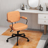 Height-Adjustable PU Leather Desk Chair Upholstered Swivel Task Chair W/Armrest