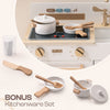 Robud Wooden ToddlerRole Play Kitchen Kids Pretend With Cooking Accessories Set
