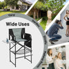 Camping Chair 116 cm Tall Directors Chair w/Bottom Mesh Bag & Storage Pocket