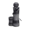 Outdoor Solar Garden Water Feature Auto Water Flowing Rockery Fountain w/ Lights