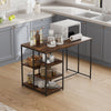 Kitchen Island Counter Top Breakfast Bar Dining Table Along 5 Tiers Storage Rack