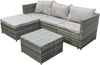 Garden Corner Sofa Couch Rattan Furniture Set 4 Seats Patio Outdoor Lounge Grey