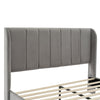 DOUBLE BED FRAME 4FT6 UPHOLSTERED PLATFORM WITH HEADBOARD AND SOLID WOODEN SLATS