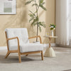 NEW Wooden Frame Reading Armchair Teddy Fleece Single Sofa Leisure Accent Chair