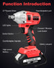 650Nm 21V Cordless Electric Impact Wrench Gun Drill Driver & Socket W/ 2 Battery