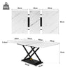 Extendable Table 120-160x80cm Kitchen Table White Marble Effect Telescopic Table