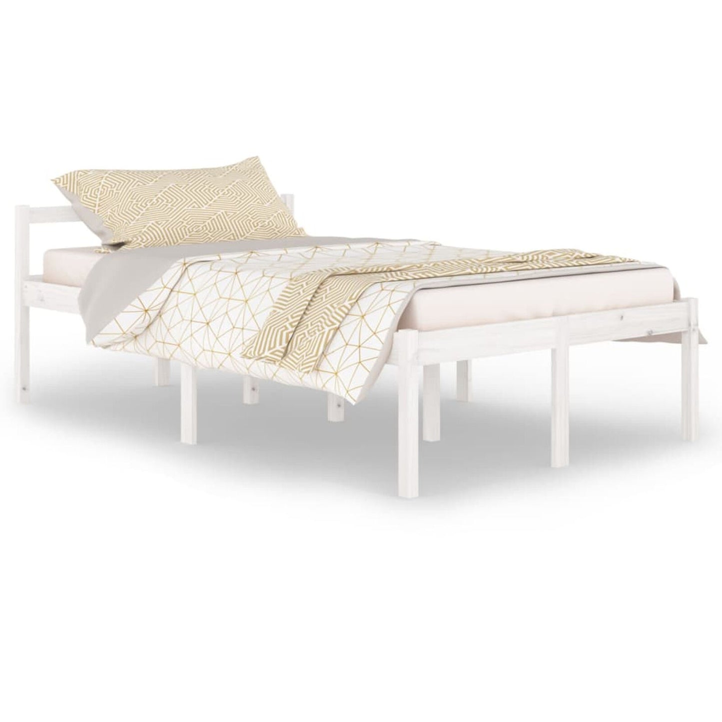 LAPOOH Bed Frame White Solid Wood Pine 120x200 ,Bed Frame,Bed Frame Modern P6B2