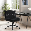 Ergonomic Armless Desk Chair with Wheels, Height Adjustable Fabric Padded Seat