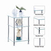 3 Tiers Square Clear Tempered Glass Sofa Side End Table Bedside Table w/ Shelves