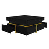 Coffee Table Living Room Storage Display Square Tea Table With 2 Drawers, Black