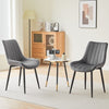 2x Dining Chairs Set Velvet Upholstered Back Dining Room Chair Fabric Grey