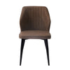 Set of 2 Faux PU Leather Brown Chairs Seat Dining Room Restaurant with Metal Leg