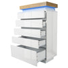 6 Drawer Chest of Drawers Sideboard with LED Storage Cabinet High Gloss White