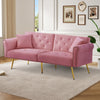 Modern Sofa Bed 2 Seater Click Clack Settee Recliner Couch with Metal Legs Pink