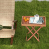 Patio Wooden Side Table Outdoor & Indoor Folding End Table X-shaped Frame
