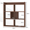 GYMAX 7 Cubes Open back Bookshelf Storage Display Shelf Wooden Bookcase Walnut