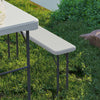 3 Piece Folding Picnic Table and Bench Set with Handle, Light Grey