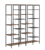 2 x 9 Tier Storage Bookshelf Mid Oak Style With Industrial Details 1700mmH