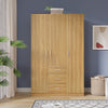 180cm Wooden 3 Door Wardrobe With 3 Drawers Bedroom Storage Hanging Bar Clothes