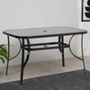 Rectangle Garden Patio Dining Table Outdoor Glass Top Bistro Table Metal Frame