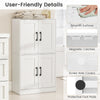 Pantry Cabinet Floor Storage Cabinet with Adjustable Shelves-White