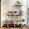 Large Plant Stand Rolling Flower Pot Rack Window Porch Yard Floor Trolley Stand
