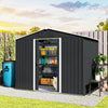 8 x 6ft Garden Storage Shed with Double Sliding Door Outdoor Grey
