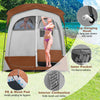 COSTWAY 2 Rooms Shower Tent Oversize Privacy Shelter Tent-Coffee