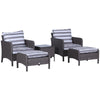 5 Pieces Outdoor Patio Furniture Set Wicker Conversation Set Deep Grey