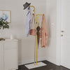 Gold Dual Pole Clothes Stand Coat Garment Rack Hanger with Marble Base