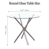 Round Clear Tempered Glass Dining Table Silver Chromed Legs Dining Room Kitchen