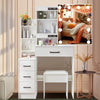 LED Vanity Table Set Sliding Lighted Mirror Dressing Table 6 Drawer Dresser Desk