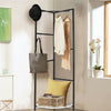 Metal Clothes Stand Coat Rack Corner Hall Tree Closet W/ Storage Shelves