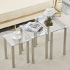 Nest of 3 Black Clear Tempered Glass Side End Lamp Sofa Tables Nested Tables